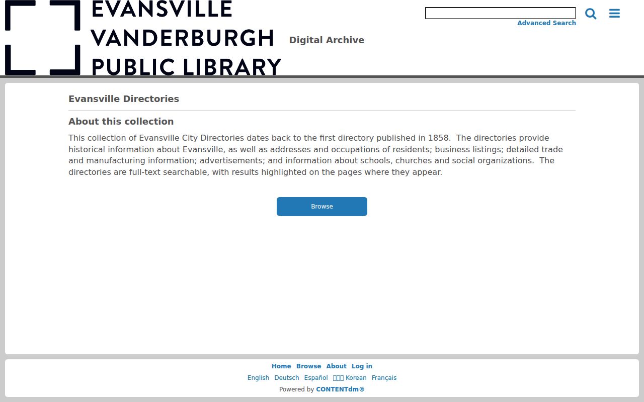 Evansville city directory digitized collection