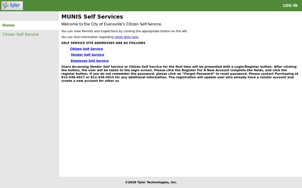 Evansville street directory permit and inspection portal